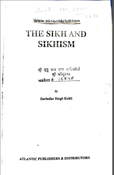 The Sikh And Sikhism By Surinder Singh Kohli